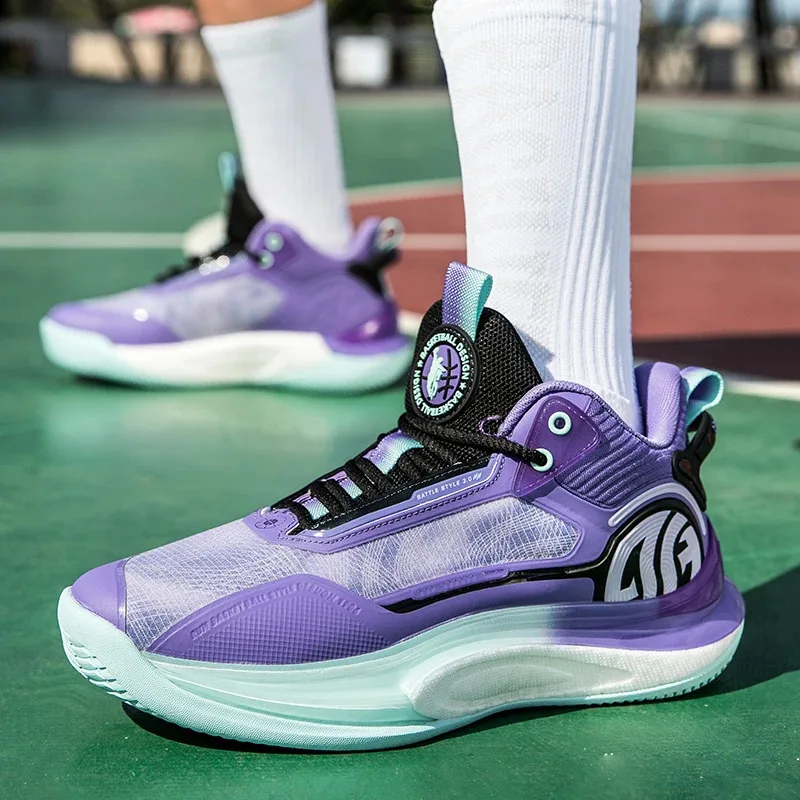 

2024 Autumn New Men Non Slip Basketball Breathable Popcorn Shoes Shock-Absorbant Training Sneakers