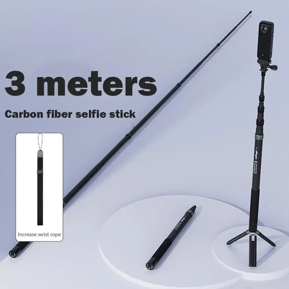 Carbon Fiber Selfie Stick For Insta360 X4 Action 5 Aluminum Alloy Selfie Stick For GoPro Hero 13 12 11 Camera Accessories