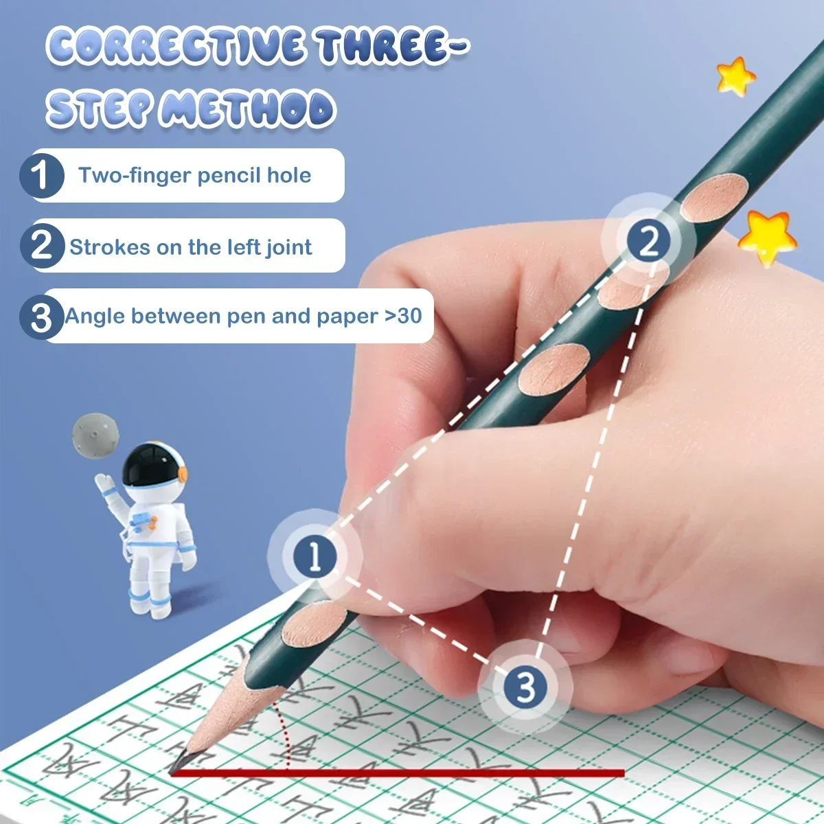 Triangular Pole HB Pencil 2B Correct Grip Posture Exam Writing Painting Ergonomic Design for Primary School Students Stationery