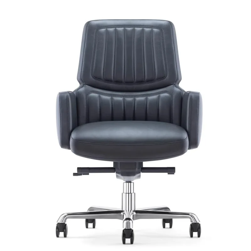 Silla de oficina presidencial de lujo estable y gruesa, silla frontal de negociación para reuniones de negocios, silla de cuero de elevación para estudio en casa