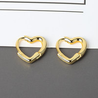 Aide 925 Sterling Silver Fashion Smooth Love Heart Hoop Earrings Simple Cute Heart Circle Piercing Earring Ear Buckle Jewelry