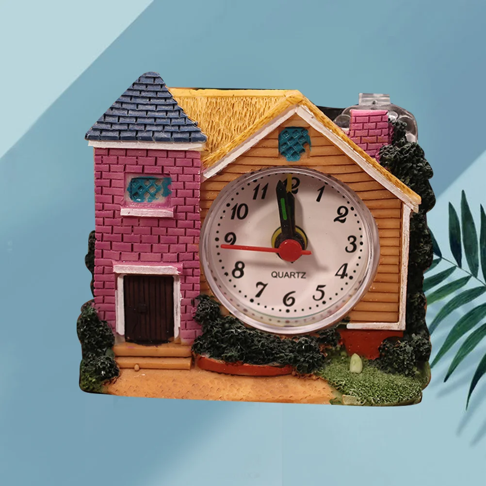 

1Pcs Vintage Style Castle Shaped Alarm Clock Exquisite Resin Mini Castle Desktop Clock Home Decoration Gift for Family Friends