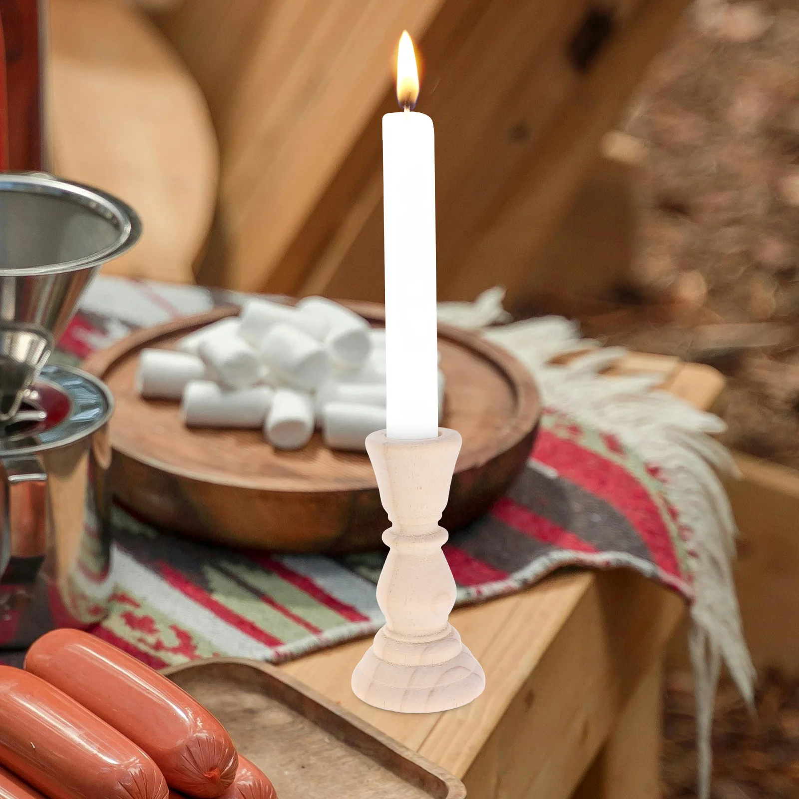 

2Pcs Wooden Stand Decorative Holder for Tea Lights Pillar Candles Living Room Table Centerpiece Decoration Natural