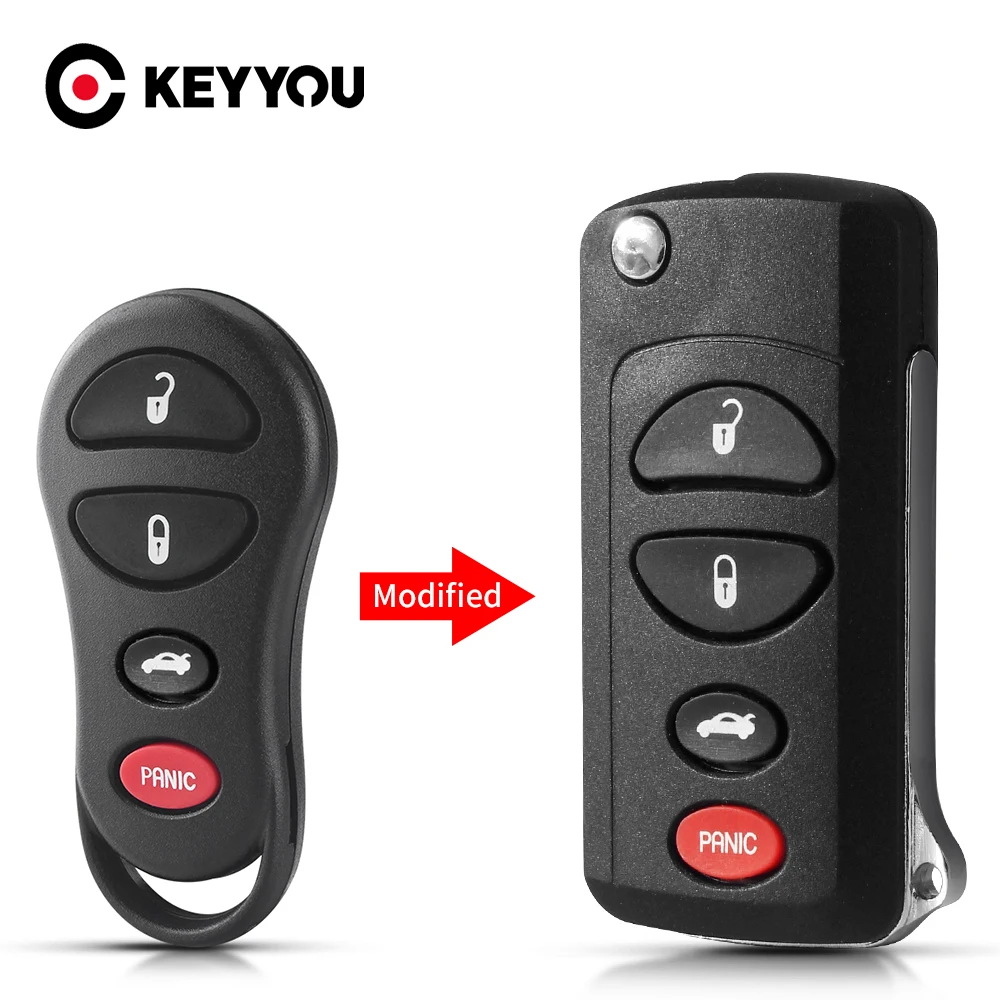 KEYYOU 4 Buttons Modified Flip Car Remote Key Shell Case For Jeep Liberty Dodge Stratus Viper Chrysler Sebring Concorde