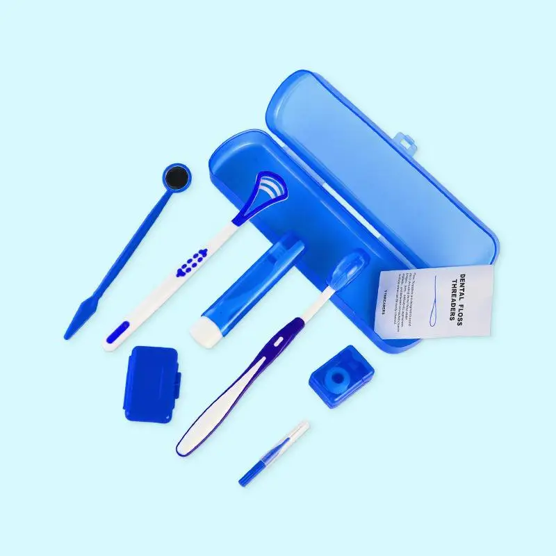 8-teiliges Zahnpflege-Set Zahnreinigung Zahnspangen Zahnbürste Interdentalbürste Zahnseide Ortho-Wachs Tragbares Reise-Kit – Detail 5