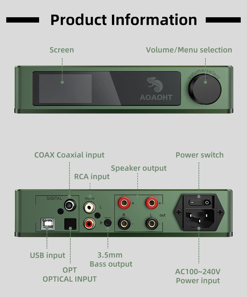 Аналоговый чистый цифровой усилитель мощности HIFI AOAOHT DA1, может напрямую принимает цифровые сигналы без декодера.