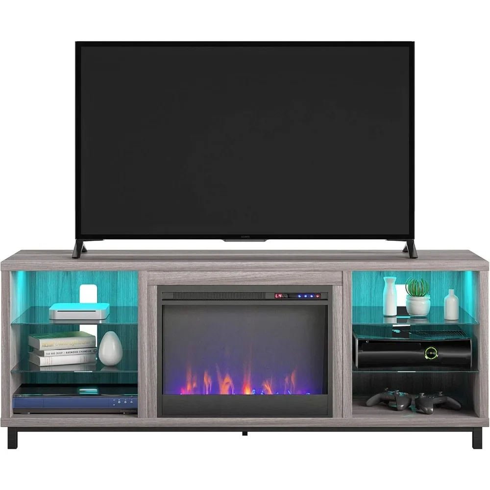 TV Stand with Remote Control&Color Changing LED Light Replaceable Electric Fireplace Insert Heater Electric Fireplace TV Console