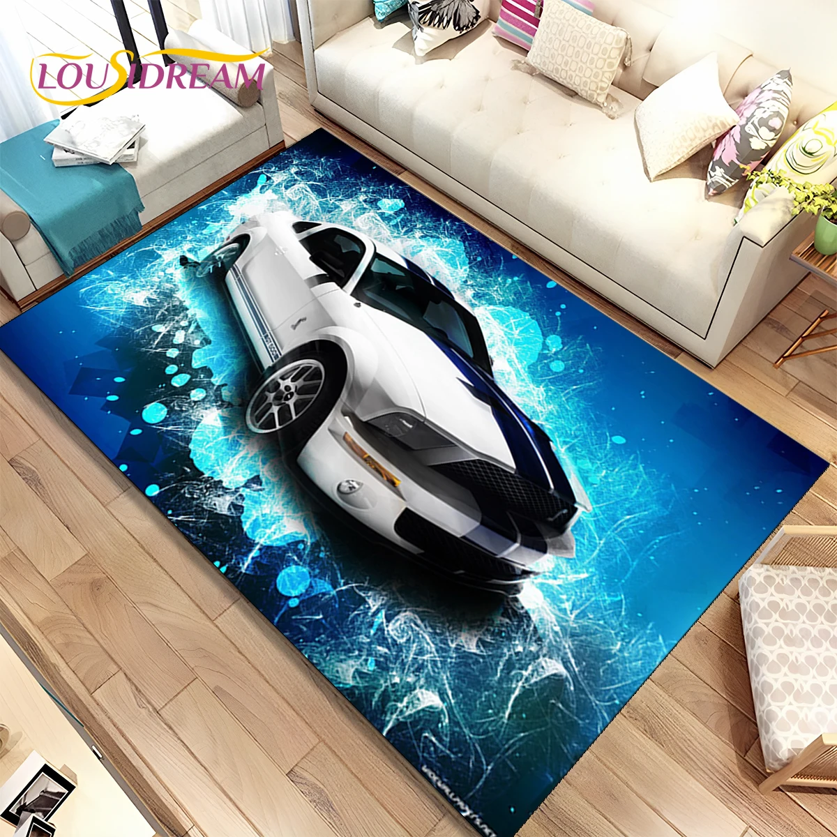 HD Ford GTR Mustang Car Logo Sign Area Rug,Carpet for Home Living Room Bedroom Sofa Doormat Decor,kids Play Non-slip Floor Mat