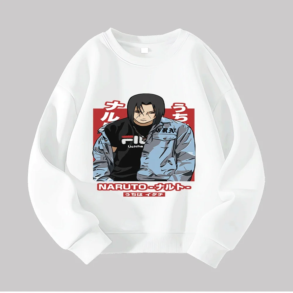 나루토 우치하 키즈 후드 패션 애니메이션 캐릭터 프린트 스웨트 셔츠 소년 소녀용 긴 소매 풀오버 캐주얼 아동복