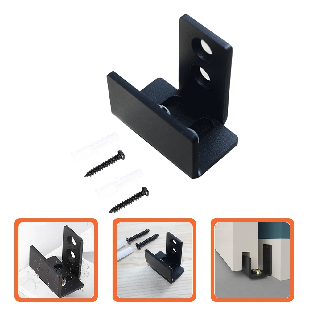 Carbon Steel Barn Floor Guide Swing Stop Bottom Bracket Smooth Edges Mount Adjustable Sliding Door Track Black Ground