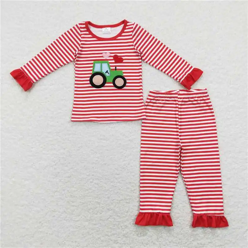 Valentine's Day cartoon embroidered children's clothing love red suit baby toddler clothing Valentine's Day children's clothing