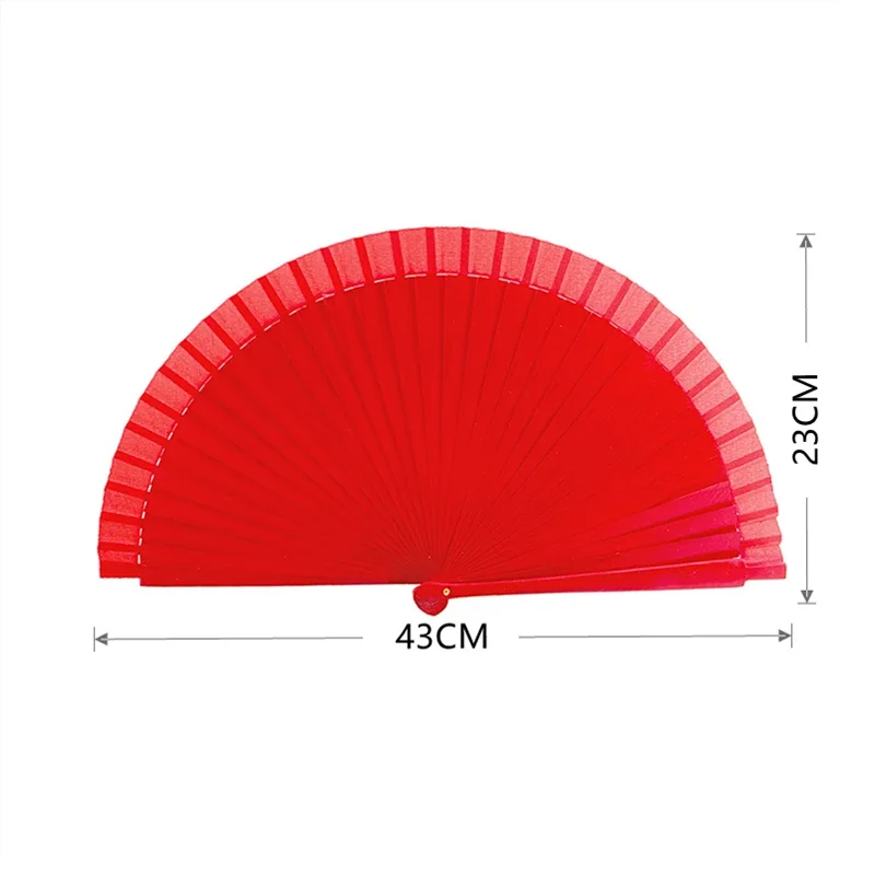 Wooden Folding Fan for Dance Performance, Old Fashioned Wedding Clothing Accessories, Red, Spanish, 43