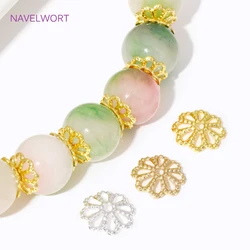 Wholesale 6mm 8mm 10mm Beads Caps 14K/18K Gold Plated Brass Hollow Flower Bead Caps For DIY Bracelet Jewelry Making Accessories