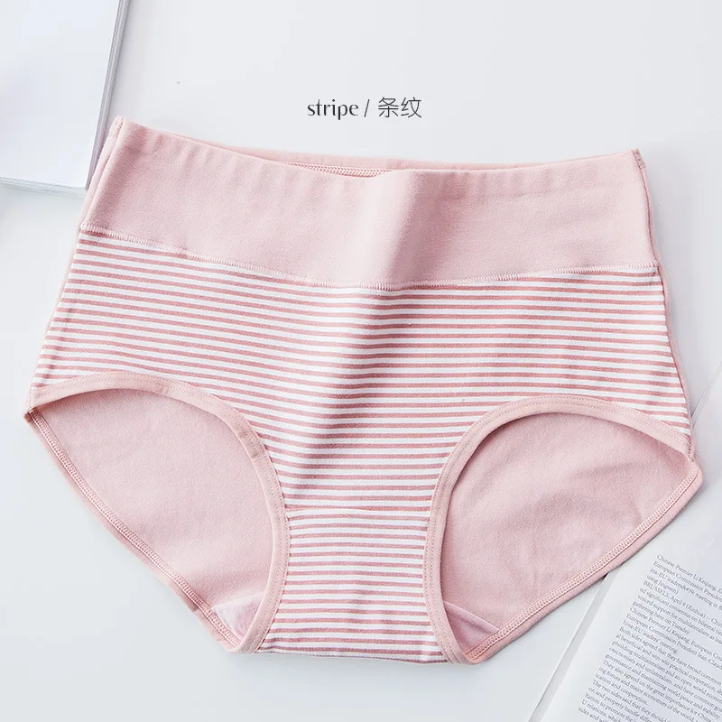 4Pcs Women\'s Panties High Waist Underwear Fashion Print Girls Briefs Breathable Cotton Panty Plus Size M-5XL Female Lingerie