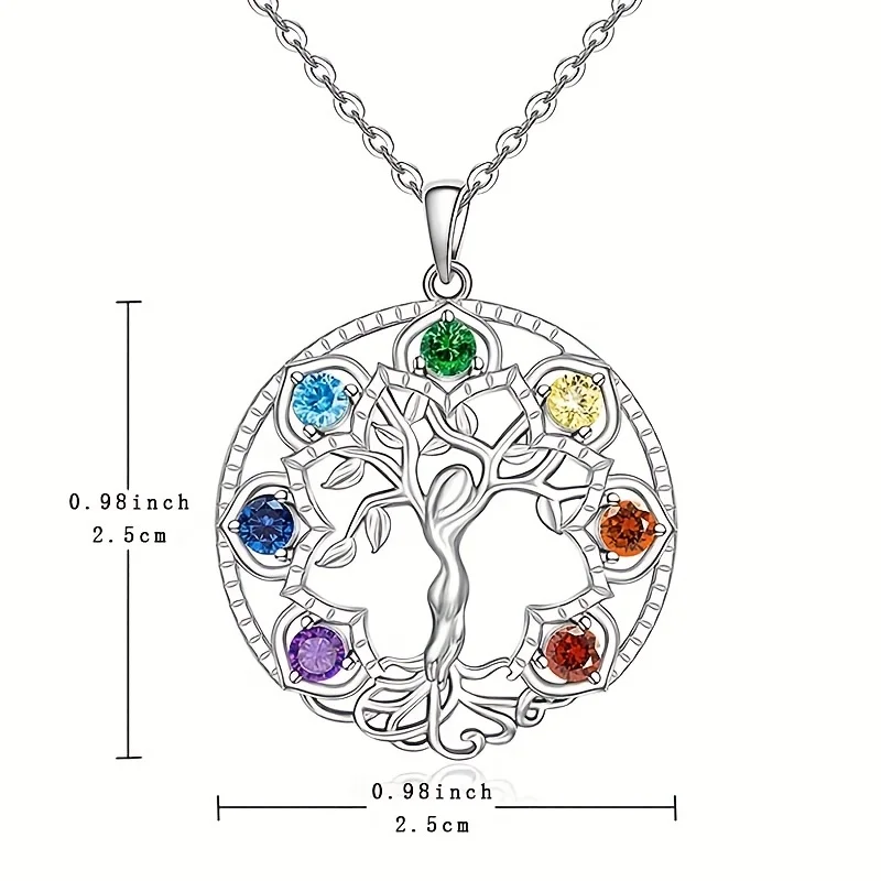 7Chakra Tree of Life Pendant Yoga Chakra Healing Stone Necklace for Women Wife Feminine Energy Balance Accessories Party Jewelry