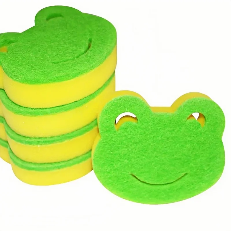 

Cartoon Frog Composite Magic Sponge Wiper Kitchen Pot Brush Dishwashing Brush Cleaning Brush -4-piece