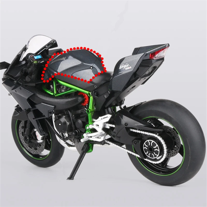 Large Size 1/9 KAWASAKI H2R Alloy Racing Motorcycle Simulation Metal Street Motorcycle Model Sound and Light Childrens Toys Gift