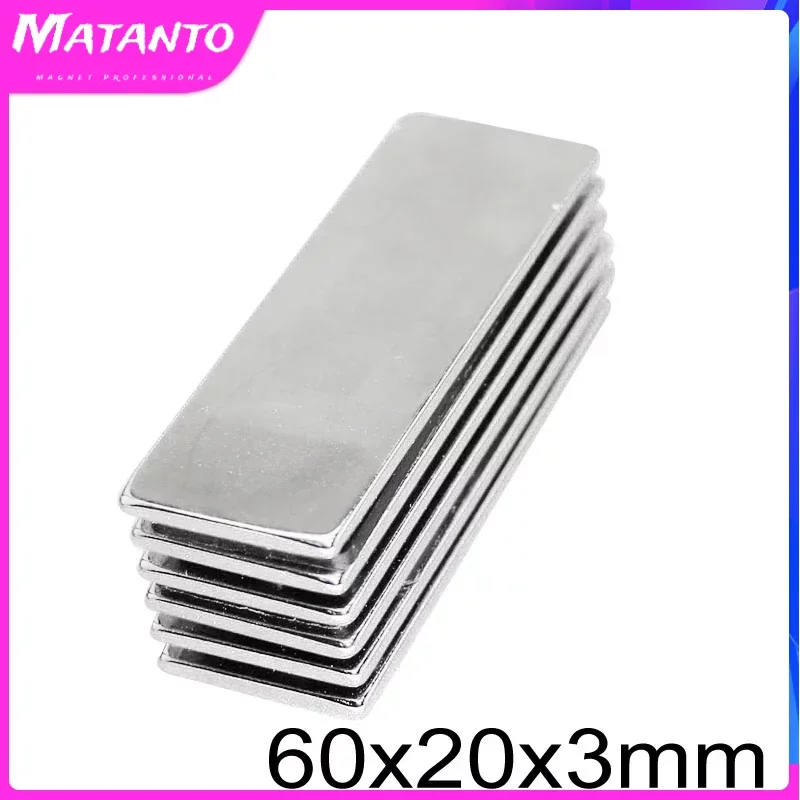 

1/2/3PCS 60x20x3mm NdFeB Super Strong Neodymium Magnets Block Permanent Magnet 60x20x3 mm N35 Powerful Magnetic 60*20*3mm