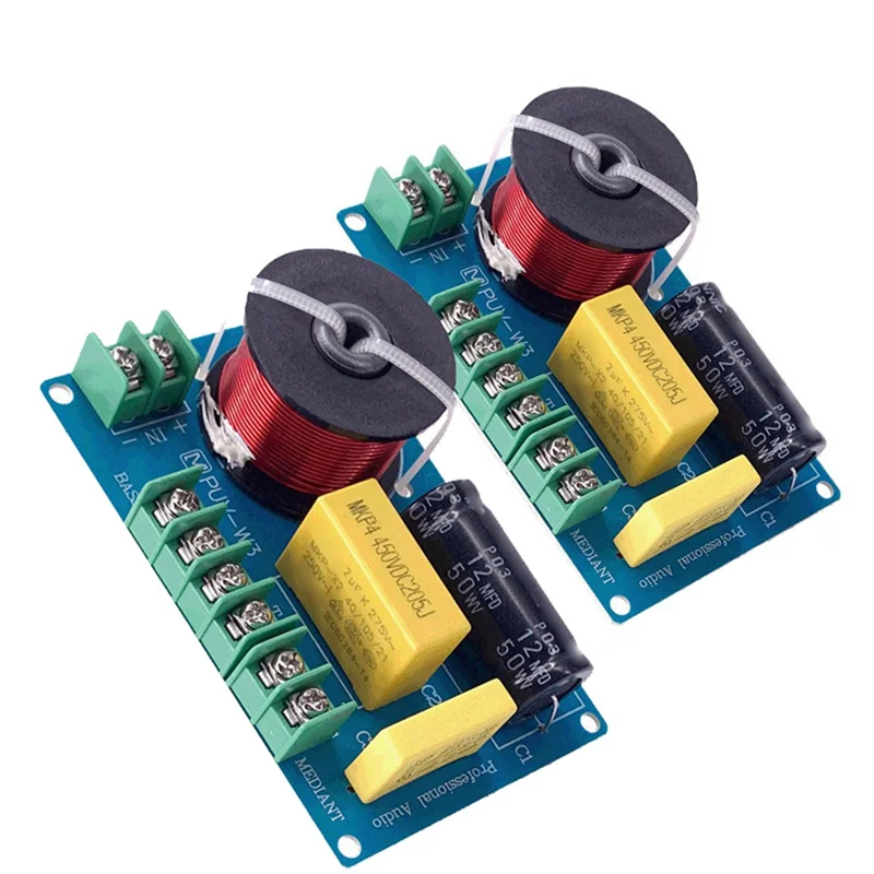 

2PCS 200W 3-Way Audio Hifi Filter Circuit Board Stereo Speaker Crossover Filters Treble/Bass 3 Unit Frequency Dividers