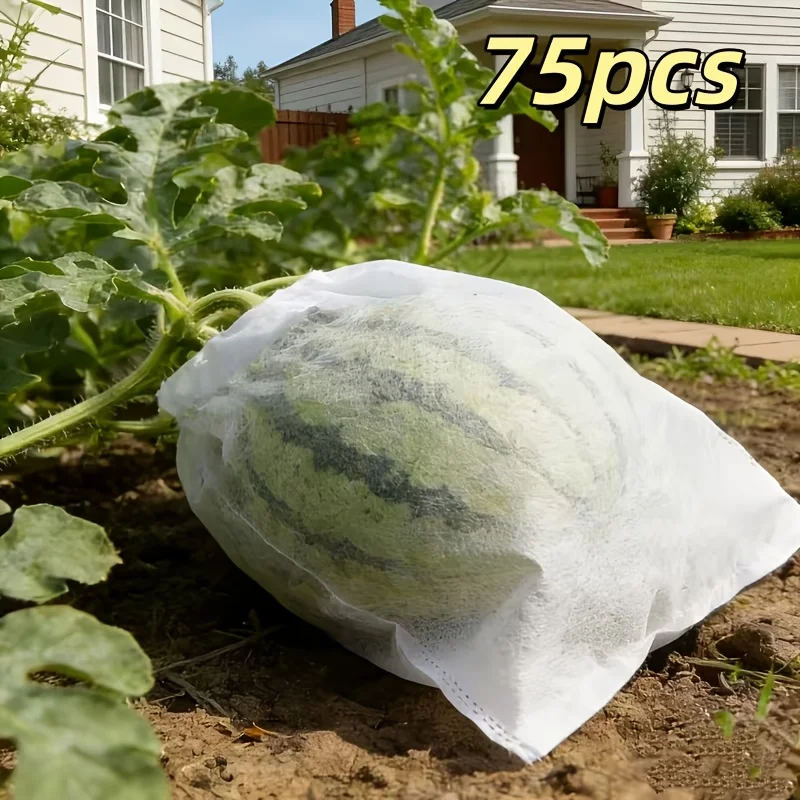 

75-piece set of fruit protection bags, suitable as insect and bird barriers for grapes, strawberries, and garden plants