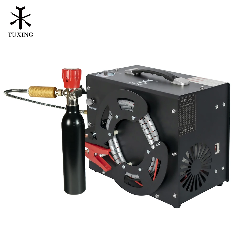 300Bar 4500Psi PCP Air Compressor Portable High Pressure Compressor Built-in Auto-stop Power Adapter for Airgun Diving Tank