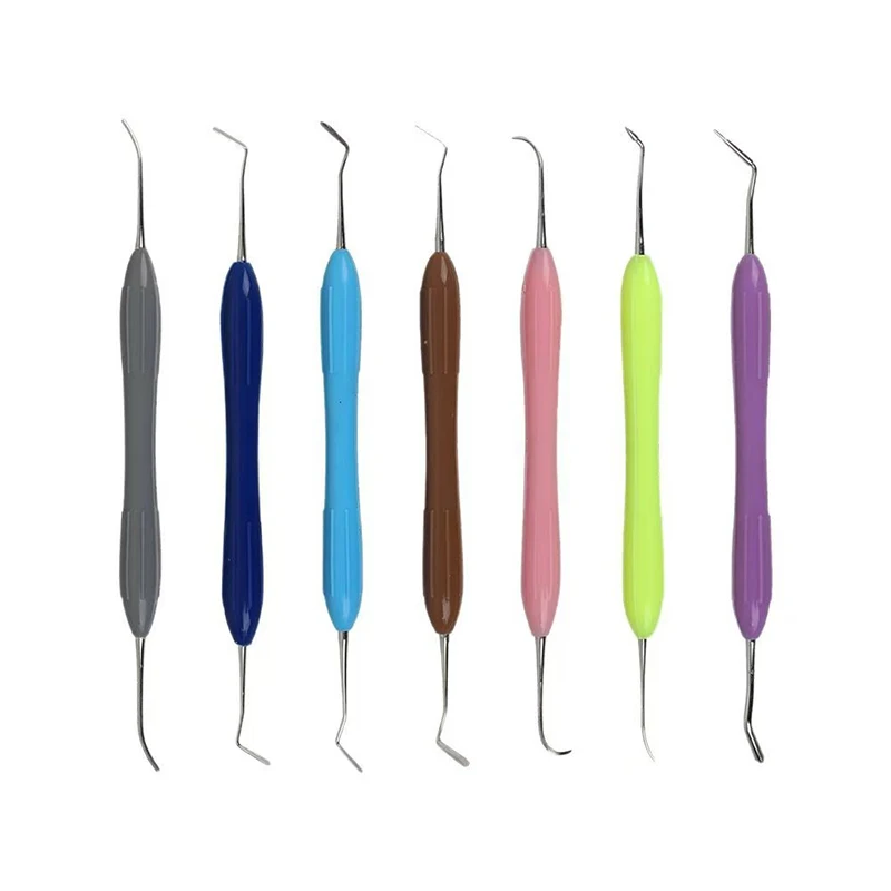 

7pcs/Set Composite Dental Tools Resin Filling Set Restoration Tool Dental Gracey Curettes Silicone Handle