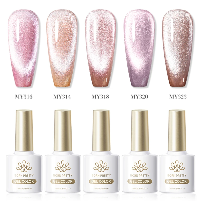

BORN PRETTY 5pcs Sparkling Glitter Cat Magnetic Gel Nail Polish Ultra Shine Gel UV LED Soak Off Nail Art Manicure