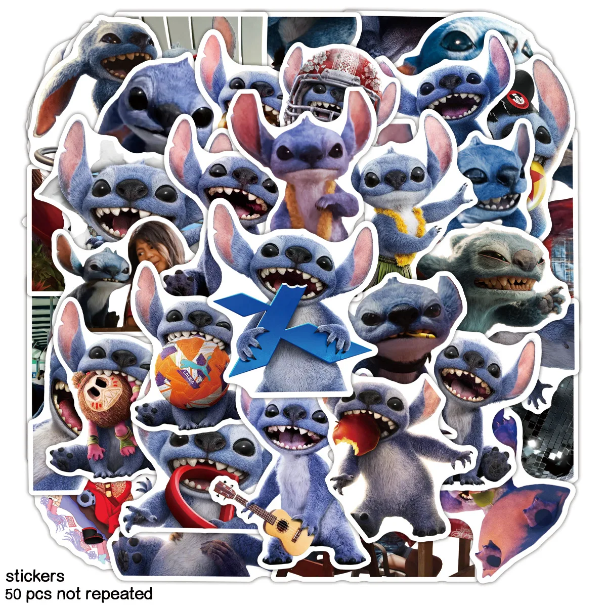 

50pcs Disney Stitch Movie Live-action Graffiti Stickers Waterproof Decals Stickers For Laptop Phone Thermos Ipad Diy Stickers