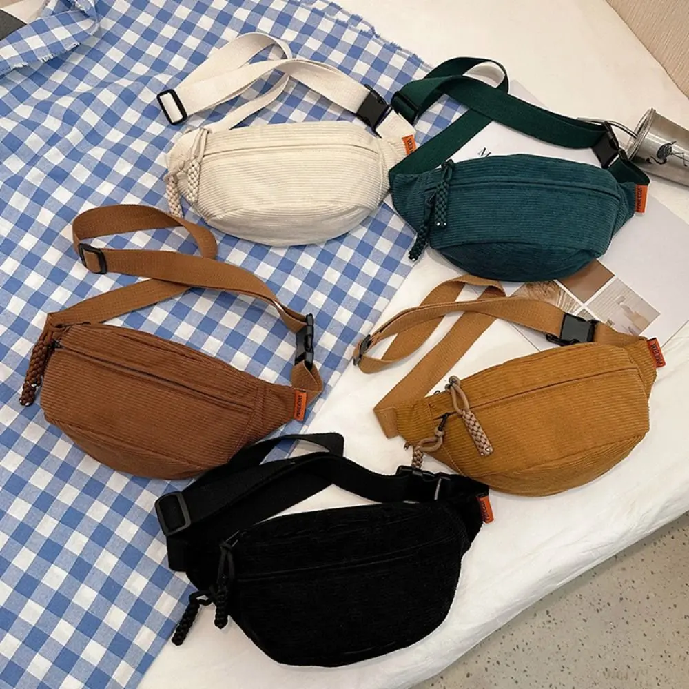 Mode Cord Taille Tasche Große Kapazität Einfarbig Frauen Fanny Pack Outdoor Sport Hüfte Geldbörse Crossbody Brust Tasche