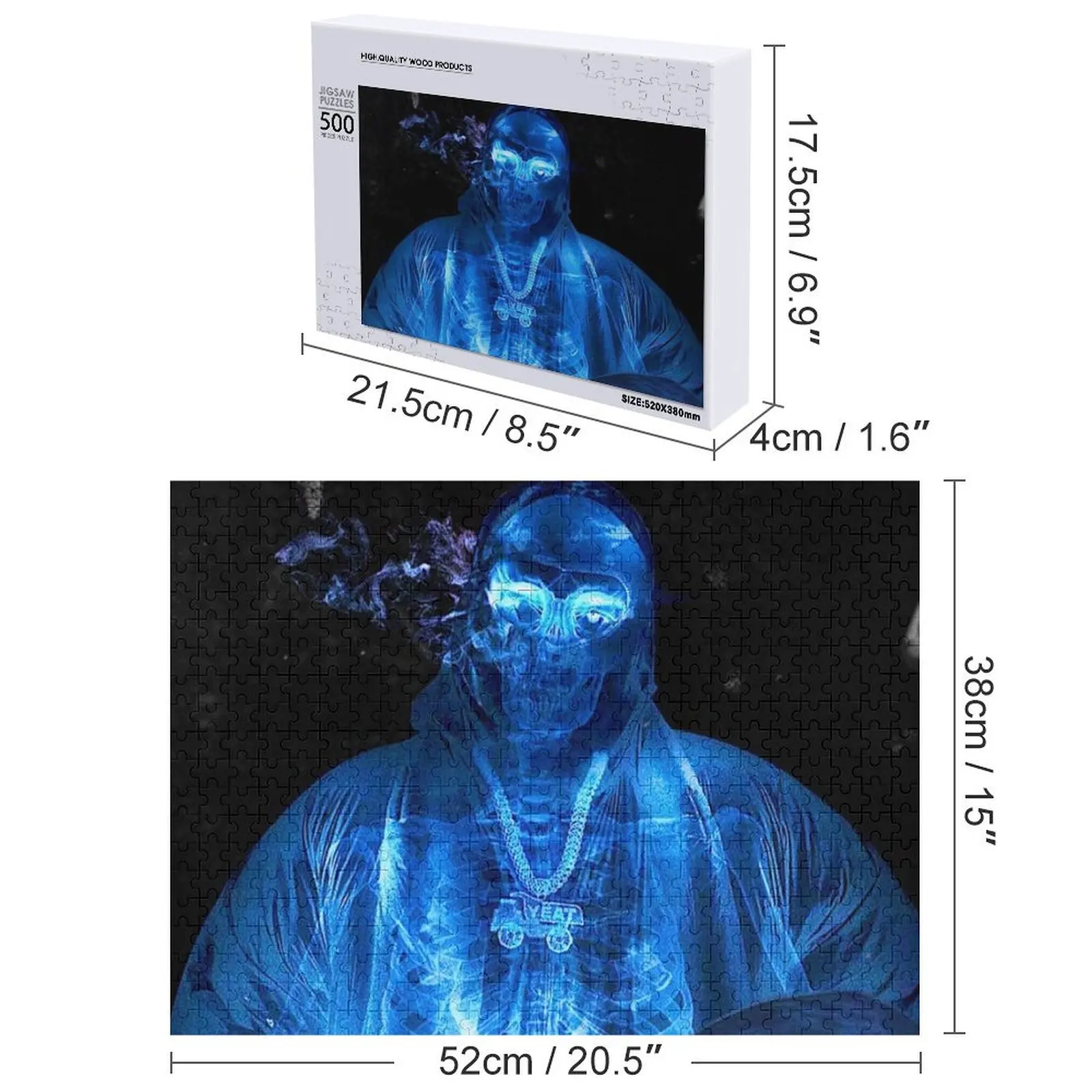 Yeat X-Ray Scheletro Fumatori Trippy Design grafico Fan Art Jigsaw Puzzle Giocattolo personalizzato per bambini Giocattolo per bambini Puzzle fotografico