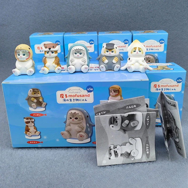 4cm Mofusands Cat Figure Collection Set Animal Nakrycie głowy Lalka Kawaii Śliczna PVC Figurka akcji Dekoracja pulpitu Rękodzieło Prezenty Zabawki
