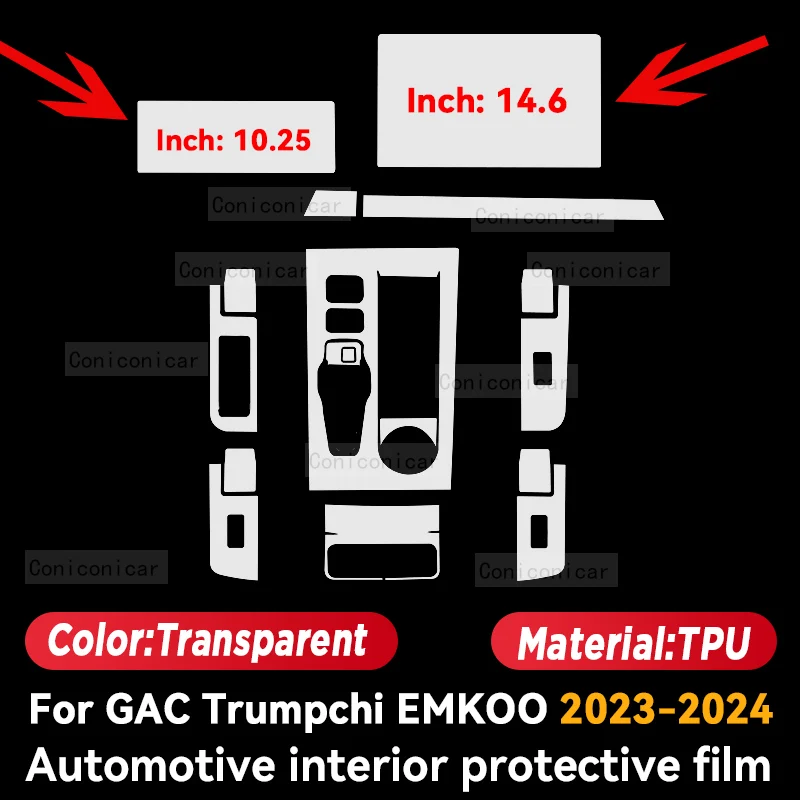 For GAC Trumpchi EMKOO 2023 2024 Gearbox Panel Dashboard Navigation Automotive Interior Protective Film TPU Anti-Scratch