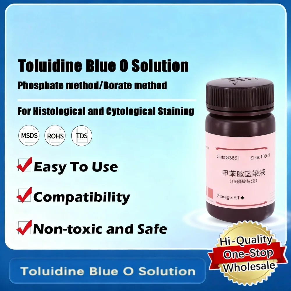 Solución Toluidina Blue O para aplicaciones de tinción microscópica y investigación de laboratorio Producto original