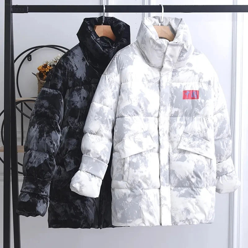 

Bright Wash Free Winter Jacket Womens 2023 New Parkas Long Down Cotton Coat Loose Print Female Padded Coats Thick Warm Outerwear