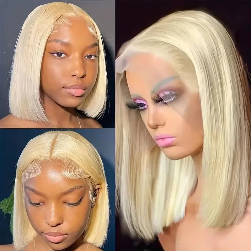 Short Bob Wig 613 Honey Blonde Color Straight Bob Wig 13x4 Transparent Lace Front Human Hair Wig 6x6 Lace Closure Wigs Cheap Wig