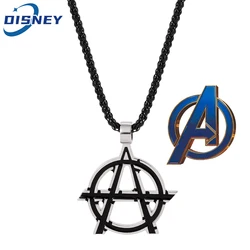 Movies Avengers Symbol Letter A Logo Necklace Vintage Anarchy Symbol Black Color Pendant Necklace for Men Jewelry Accessories