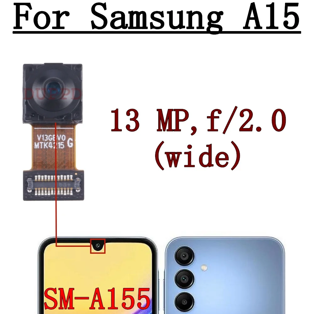 Front Rear Camera For Samsung Galaxy A15 SM-A155F A155P A155M Wide Macro Main Back Camera Module Flex Cable