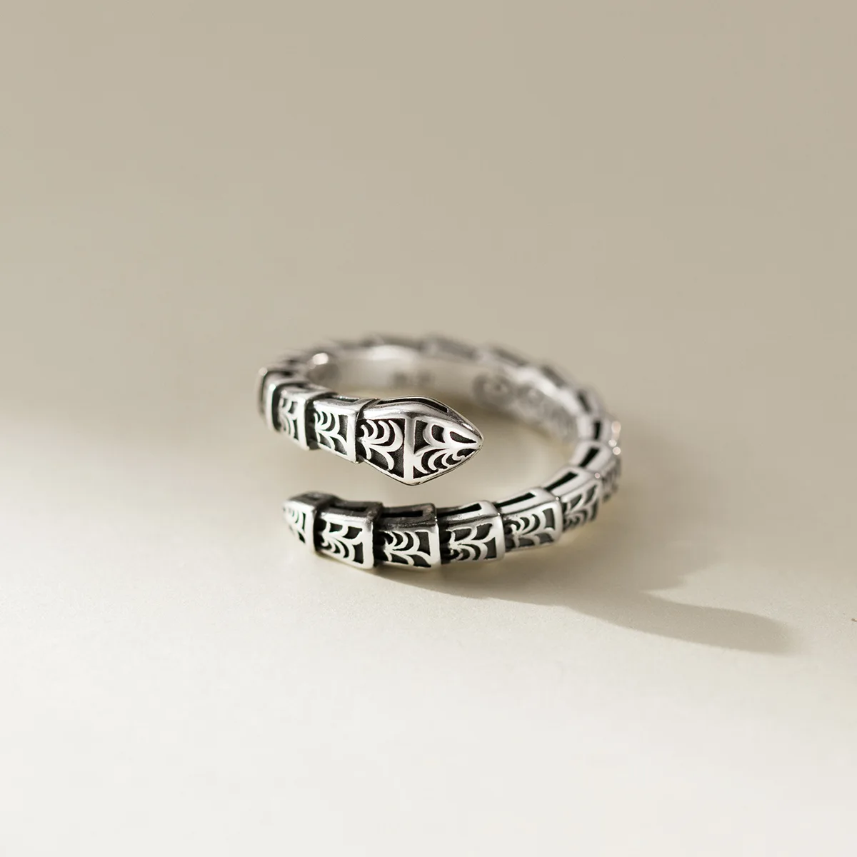 

925 Sterling Silver Adjustable Rings For Women Couple Luxury Jewelry Vintage Bamboo Joint Snake Accessories Wholesale