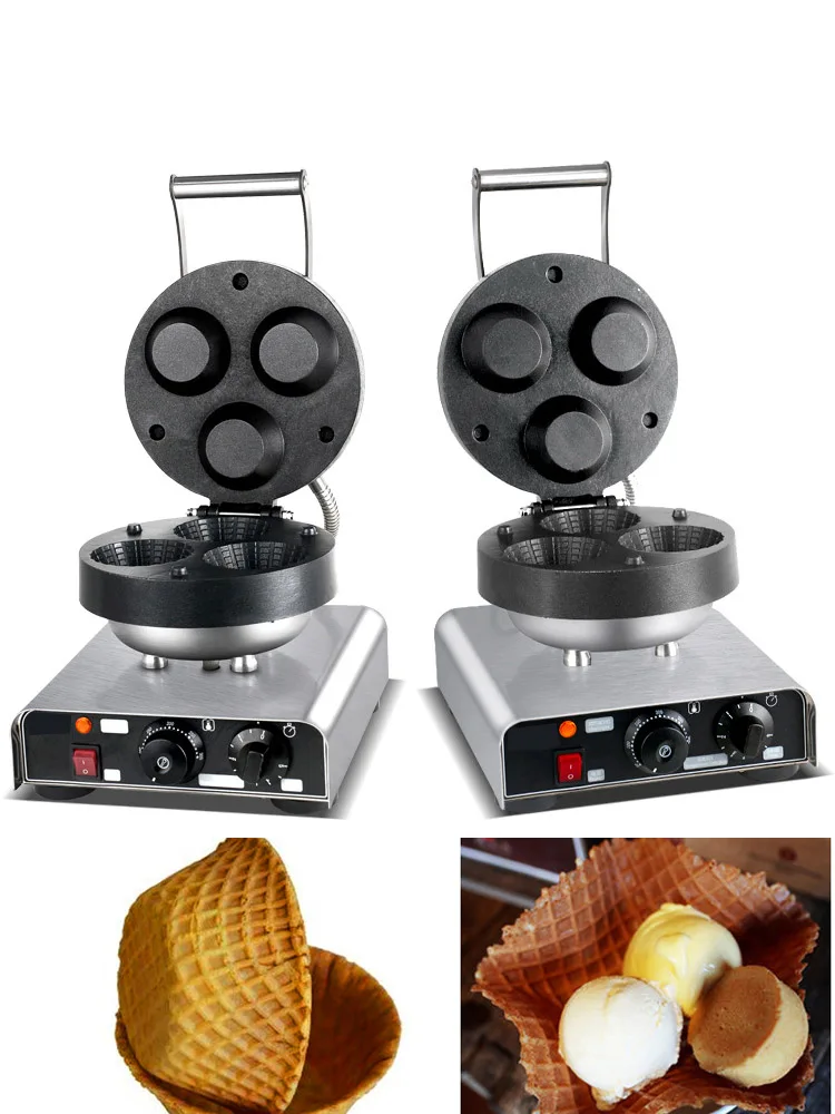 Electric Ice Cream Waffle Maker Waffles Iron Plate Cake Oven Waffle Bowl Baking Machine Egg Tart Shell Maker Commercial