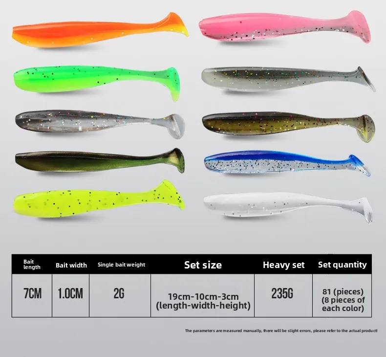 Köder SuittSoft Tail Bait Fake Bait5.5/7/9/12cmZwei-Farben-Angelköder Bleikopfhaken Soft Worm Set – Detail 9
