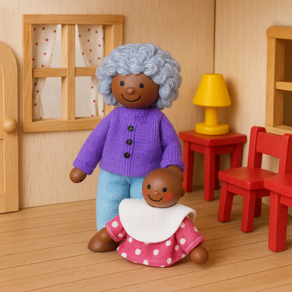 8 قطعة/المجموعة محاكاة الأثاث الخشبي شخصيات مصغرة رواية القصص شخصيات الأسرة الخشبية الصغيرة المشتركة #4