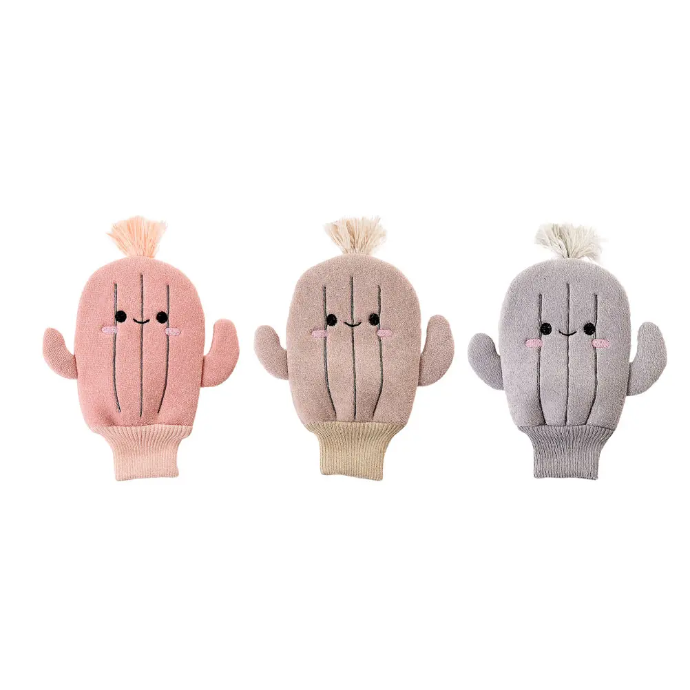 3 個ベビーバスミット幼児シャワー手袋ボディスクラブソフトサボテン弾性プレミアム吸収泡漫画軽量