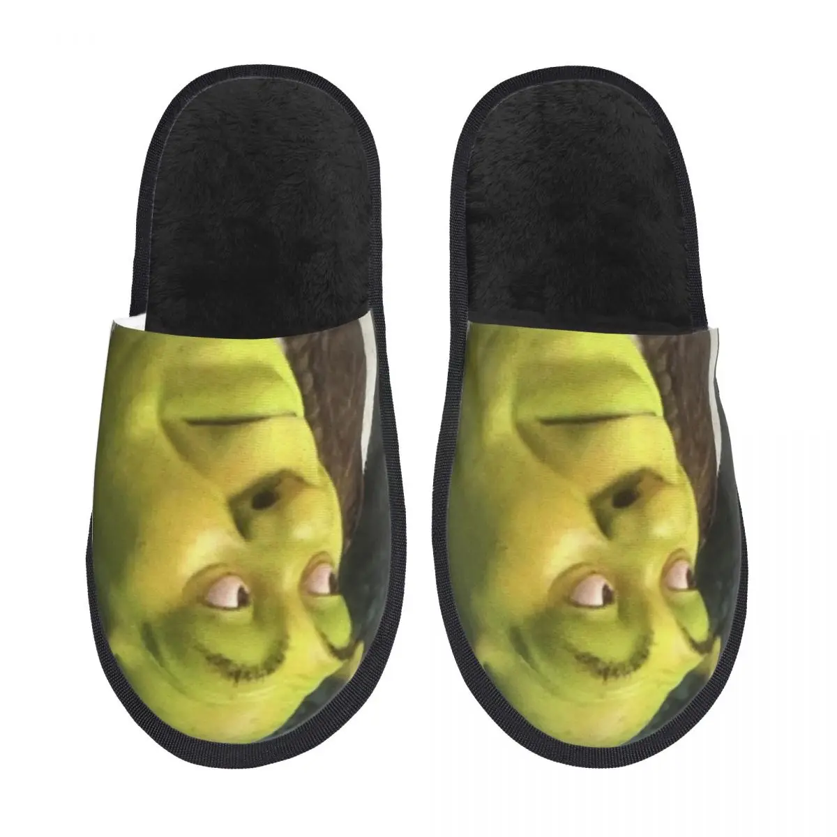 Funny Shreks Meme Winter Cotton House Slippers Living Room Shreks Face Soft Memory Foam Slippers Non-skid