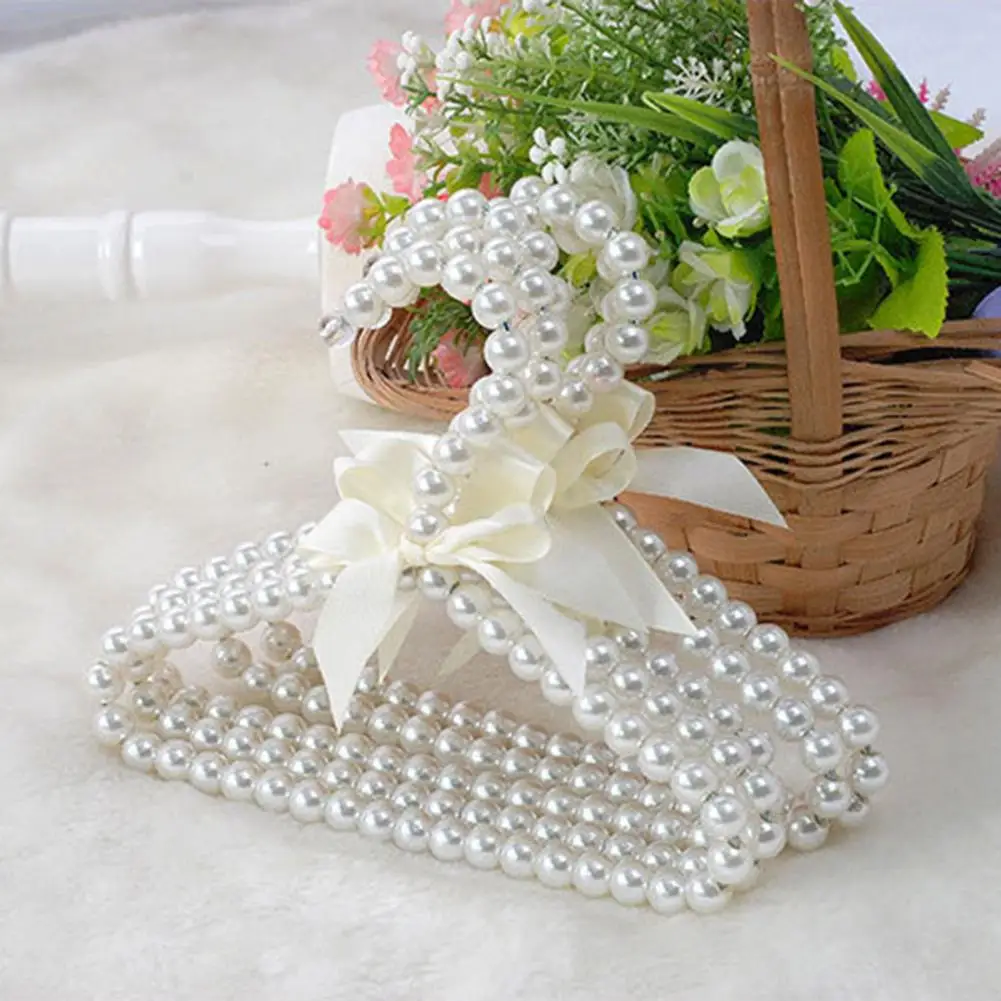 Modern Faux Pearl Hanger with Bow Non-slip Cute Bow-knot Small Clothes Rack