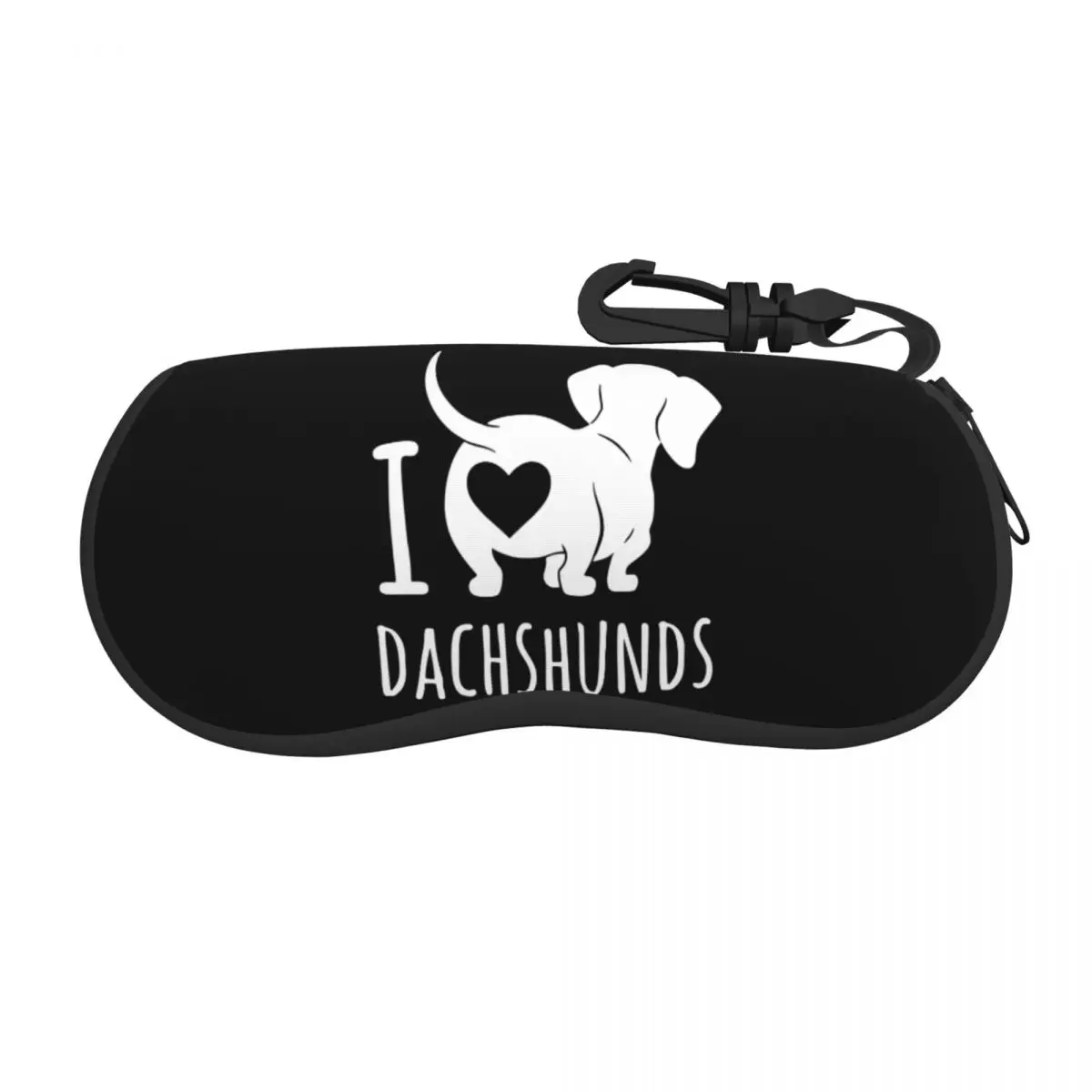 I Love Dachshunds Shell Eyeglasses Case Men Women Cool Badger Sausage Wiener Dog Glasses Case Sunglasses Box Pouch