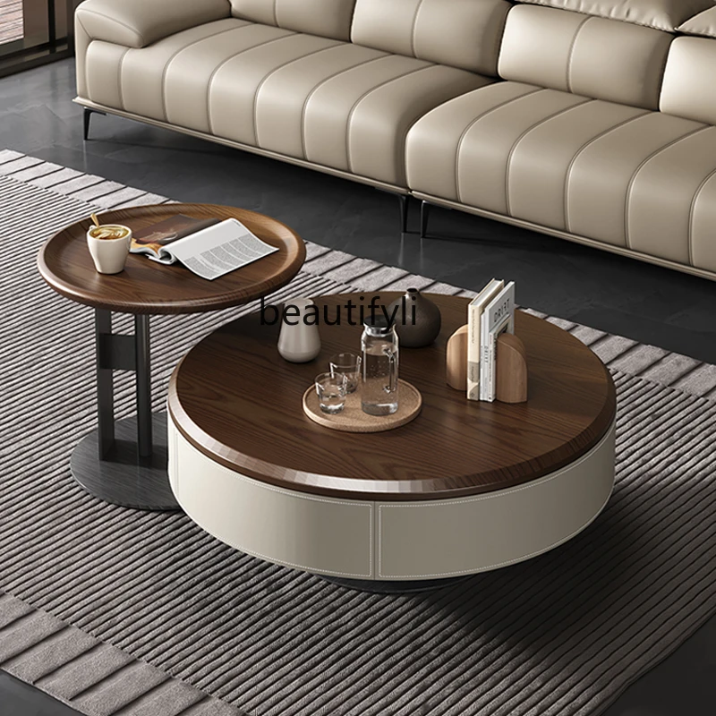 Small Apartment Coffee Table Light Luxury High Sense Living Room   Living Room Home Italian Minimalist round Small Coffee Table