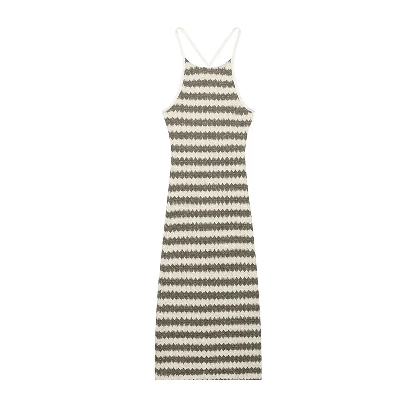 New women's clothing European and American fashion simple striped rustic dress