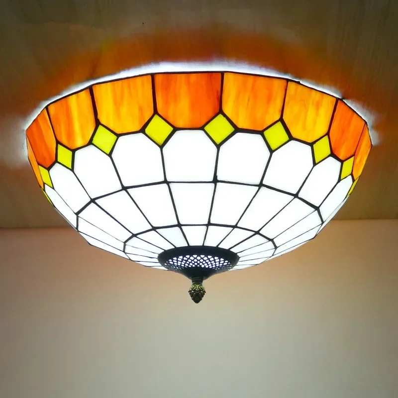 DORIAN Tiffany Ceiling Light Mediterranean Sea Bedroom Study Modern Creative Bar Counter Corridor Colored Glass Ceiling Light