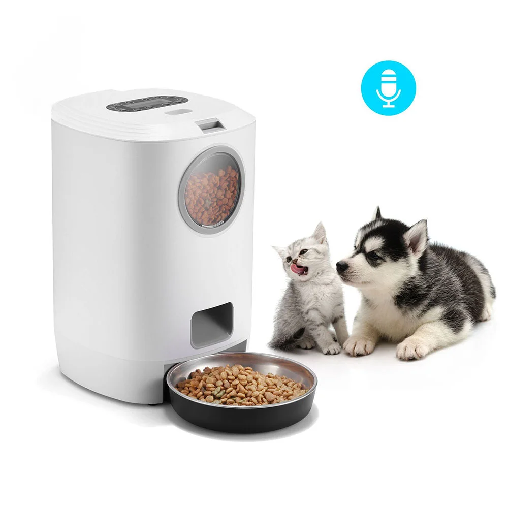 

4.5L Detachable Timing Quantitative Pet Automatic Feeder Dual Power Recordable Automatic Pet Feeder Cat Dog General Pet Supplies