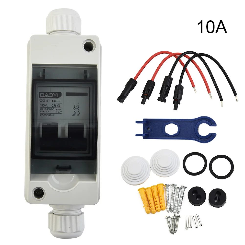 Solar Circuit Breaker Miniature 2P Poles DC12-240V DZ47X 30A IP65 IP65 Waterproof Junction Box DC Quick Wiring